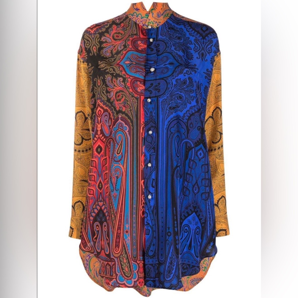 ETRO Oversized Paisley Print Silk Top L